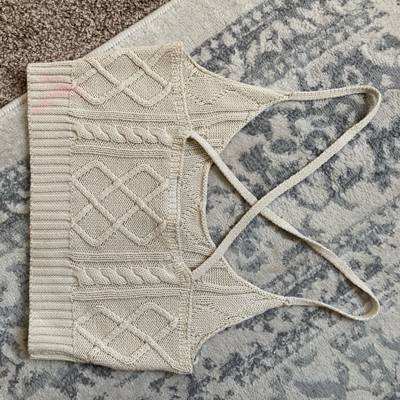 SKY & SPARROW | Cream Cropped Knit Tank Top - Picture 4 of 5